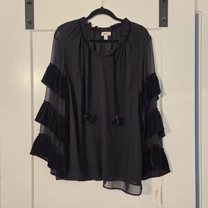 Style & Co. Black Ruffled Sleeve Blouse